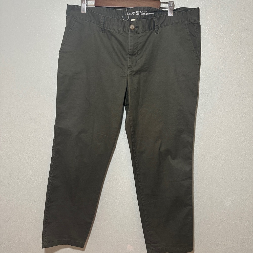 Gap Girlfriend Khaki Pants Womens 14/32R Olive Green Stretch Chino Trousers